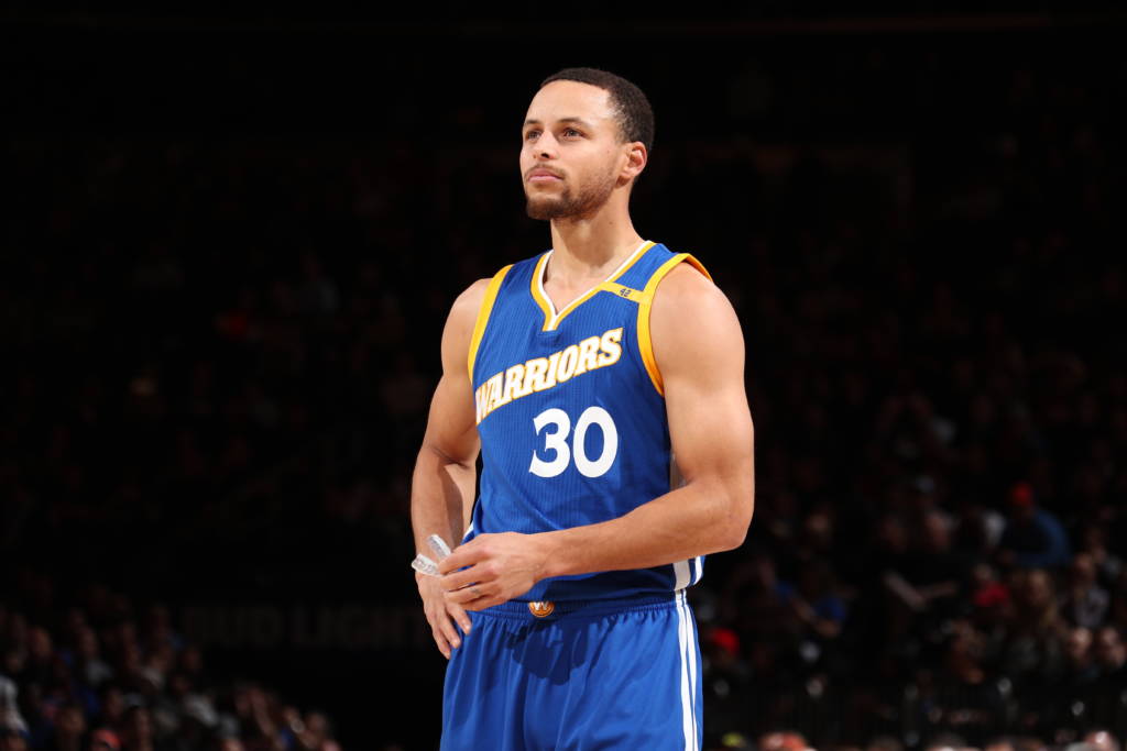 NEW YORK, NY - MARCH 5: Stephen Curry #30 of the Golden State Warriors is seen during the game against the New York Knicks on March 5, 2017 at Madison Square Garden in New York City, New York. NOTE TO USER: User expressly acknowledges and agrees that, by downloading and or using this photograph, User is consenting to the terms and conditions of the Getty Images License Agreement. Mandatory Copyright Notice: Copyright 2017 NBAE Nathaniel S. Butler/NBAE via Getty Images/AFP