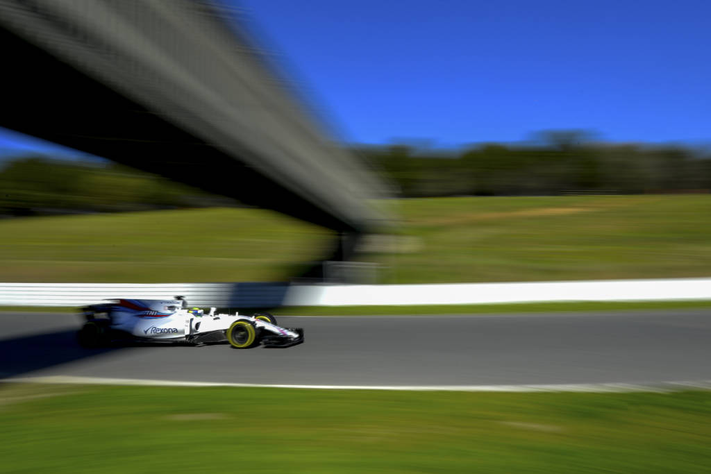 William's Brazilian driver Felipe Massa drives at the Circuit de Barcelona Catalunya on March 7, 2017 in Montmelo, on the outskirts of Barcelona during the first day of the second week of tests for the Formula One Grand Prix season.  / AFP PHOTO / Josep Lago