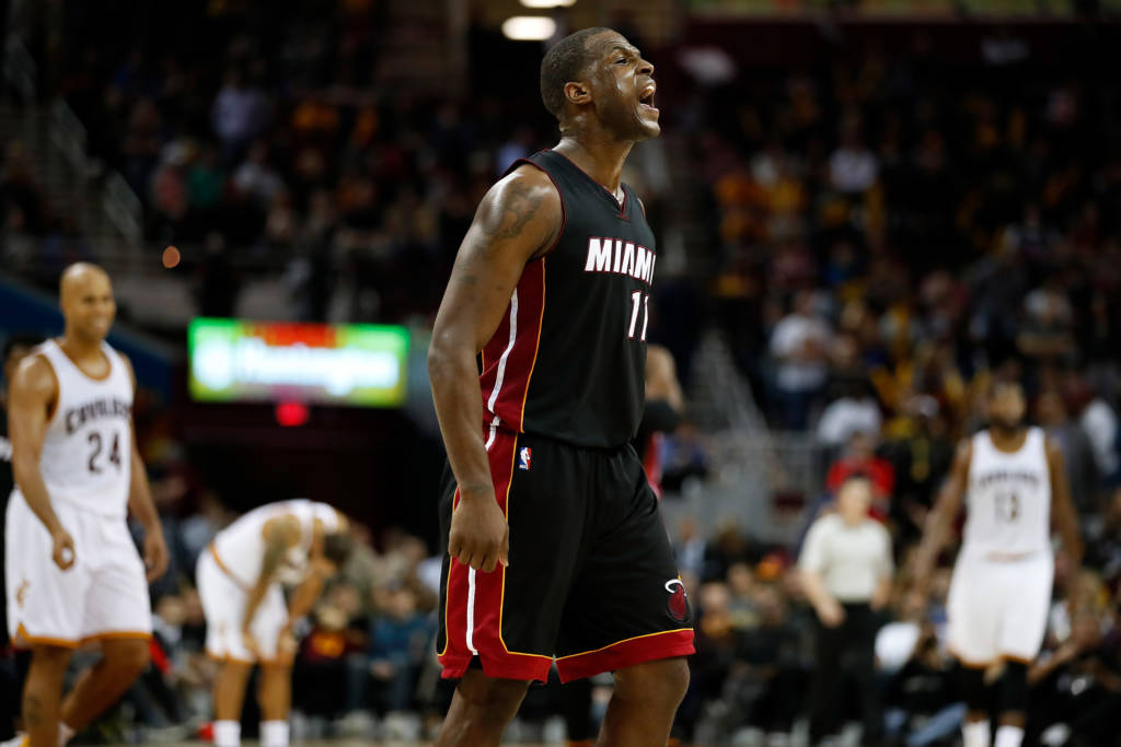 CLEVELAND, OH - MARCH 06: Dion Waiters #11 of the Miami Heat celebrates a late three point basket while playing the Cleveland Cavaliers at Quicken Loans Arena on March 6, 2017 in Cleveland, Ohio. Miami win the game 106-98. NOTE TO USER: User expressly acknowledges and agrees that, by downloading and or using this photograph, User is consenting to the terms and conditions of the Getty Images License Agreement. Gregory Shamus/Getty Images/AFP